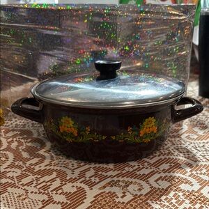Vintage Brown and Yellow Cookware Set